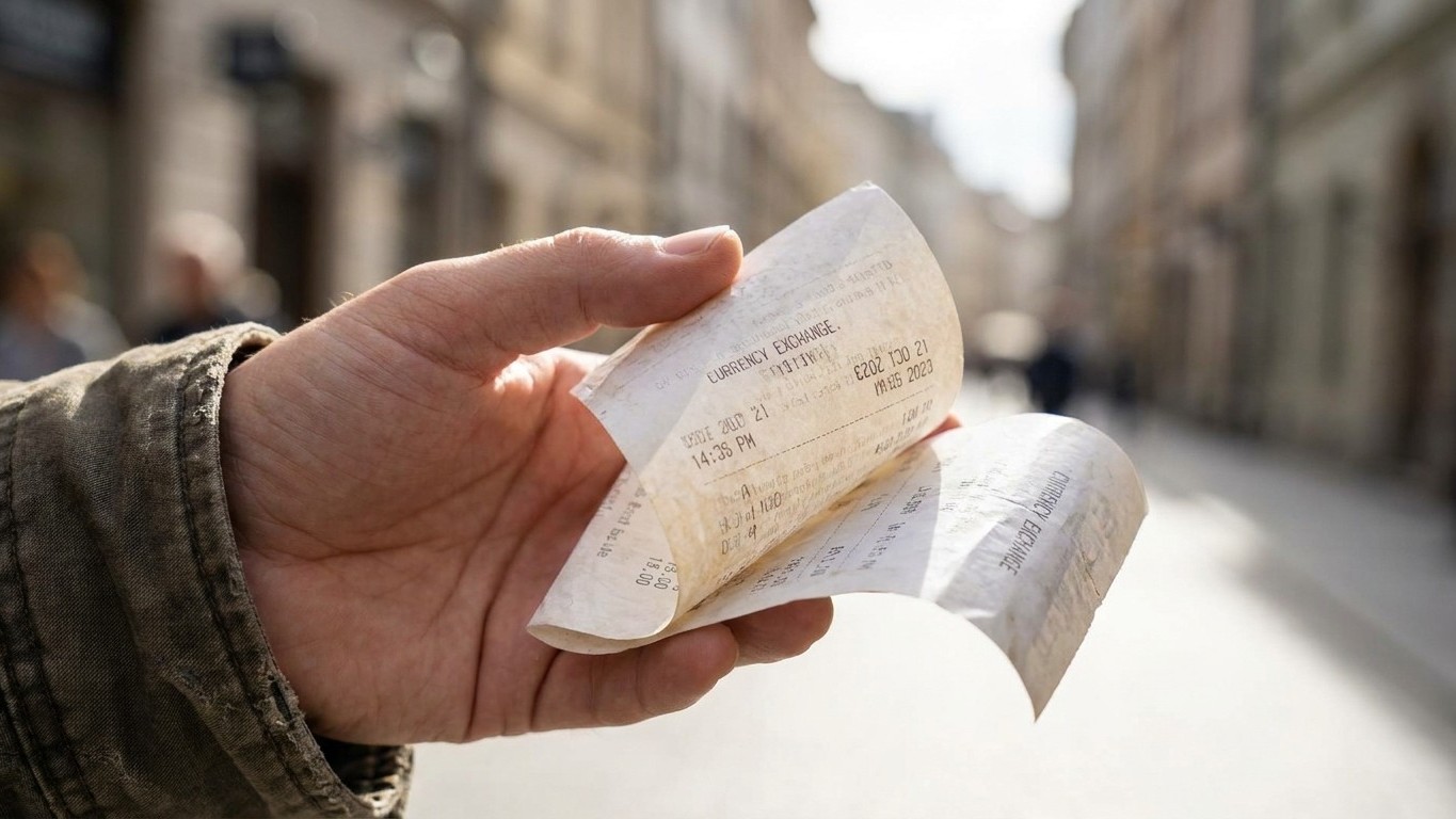 Ik wisselde 200 euro bij een wisselkantoor op het Wenceslasplein zonder op de koers te letten: toen ik het bonnetje omdraa...