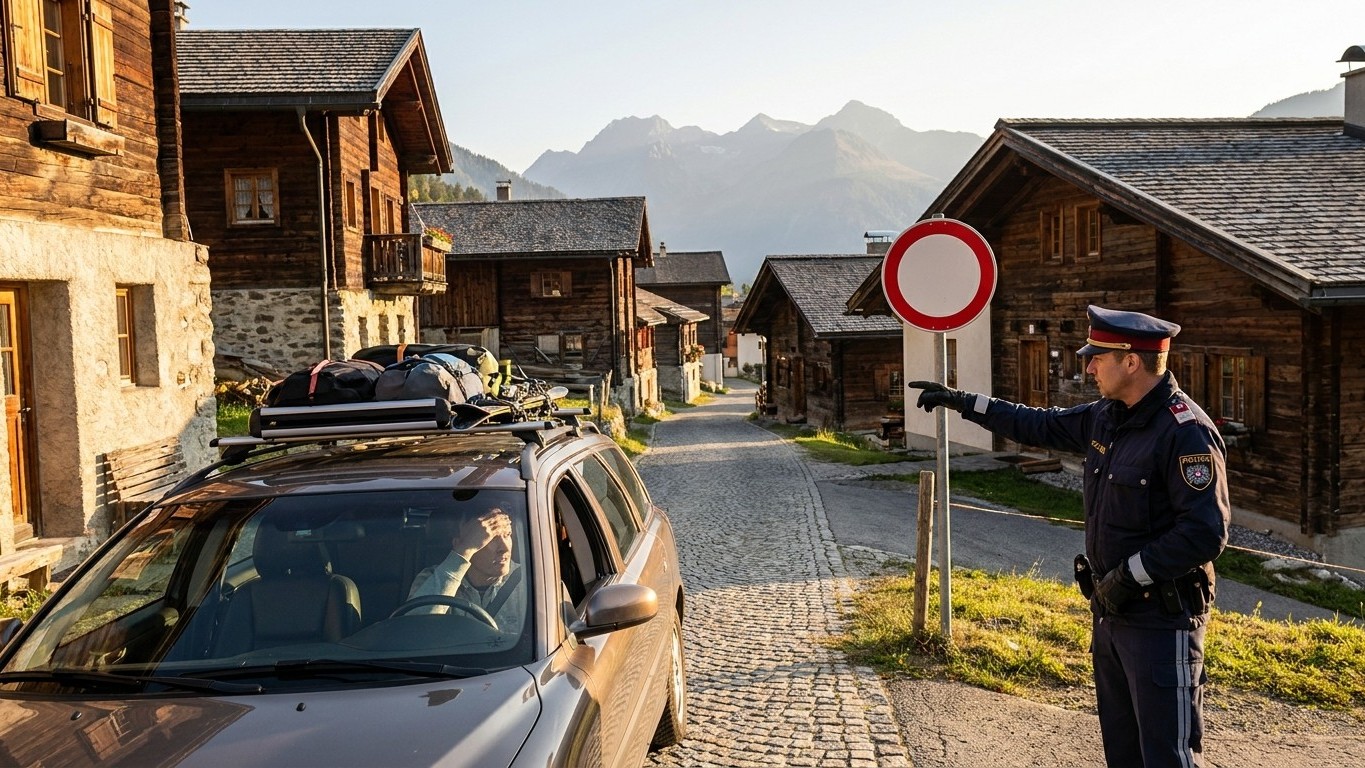 Ik volgde in Tirol braaf de omleiding die mijn gps voorstelde om de file richting de Brenner te ontlopen: aan de rand van ...